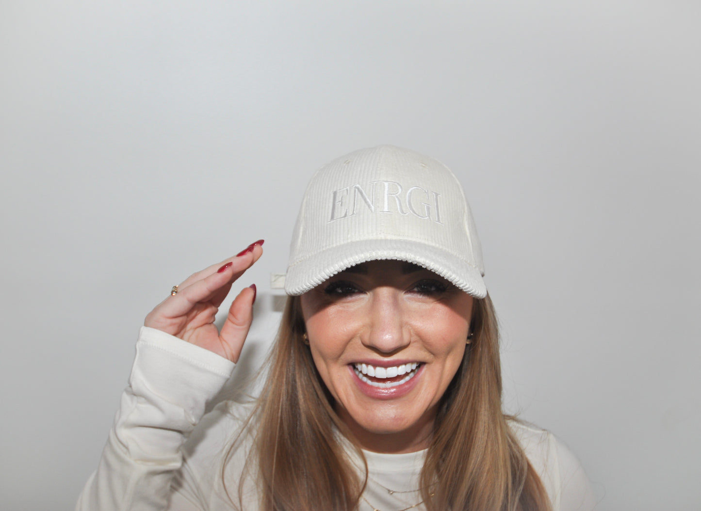 Women's White Corduroy Hat